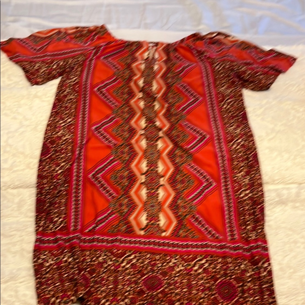 Chico's Vibrant Red and Orange Midi Dress